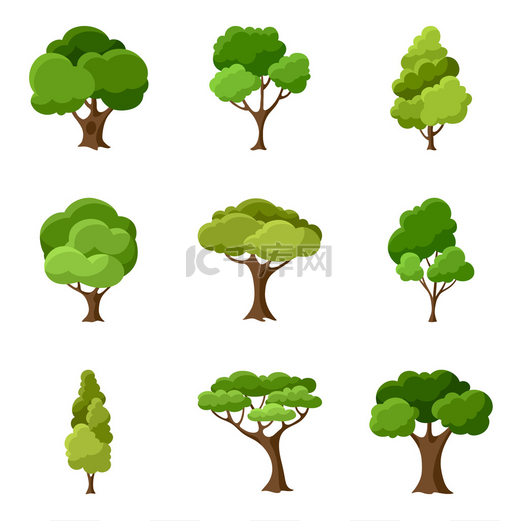 组的抽象风格化树图片