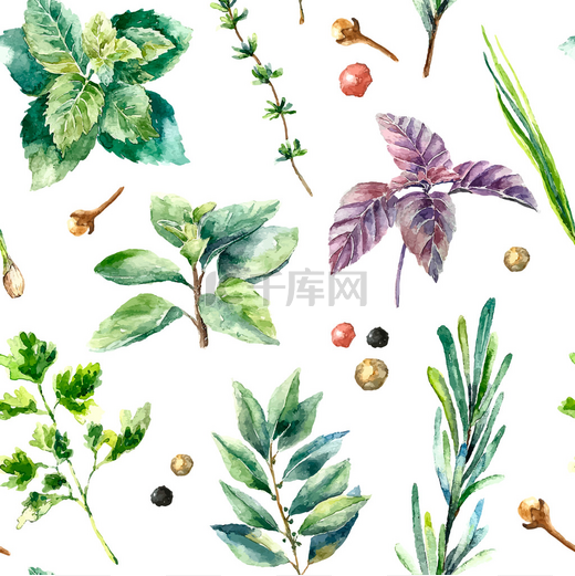 Watercolor seamless pattern of fresh isolated.图片