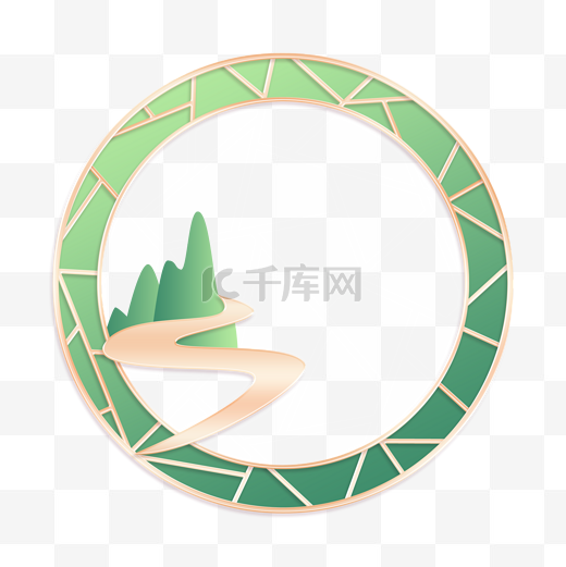 立体金边浮雕中国风圆框图片