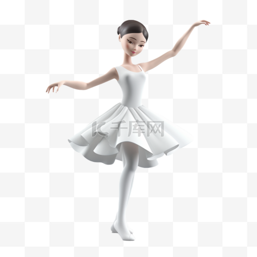 卡通手绘3D职业人物芭蕾舞蹈图片