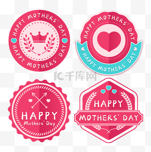 粉色母亲节徽章促销标签图片