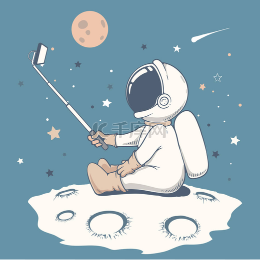 好奇的宇航员在月球上自私自利图片