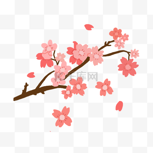 春天赏樱手绘卡通元素图片