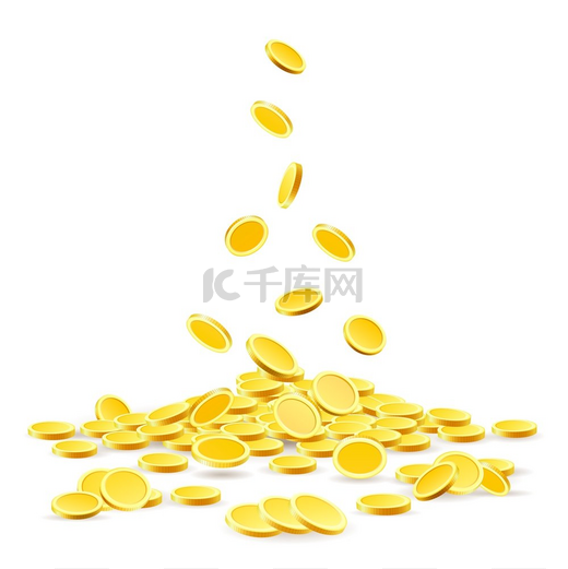 硬币成堆金币货币堆矢量图白色背景上孤立的古代货币宝藏金币堆图片
