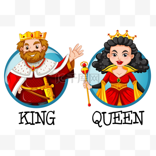 国王和王后对圆形徽章图片