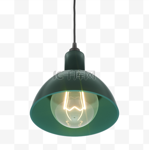 C4D立体仿真复古绿色烤漆灯泡图片