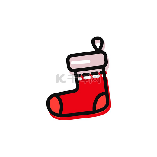 红色和白色带蕾丝的袜子可以挂起来，圣诞节的传统是放置礼物并在长筒袜内展示矢量图。图片