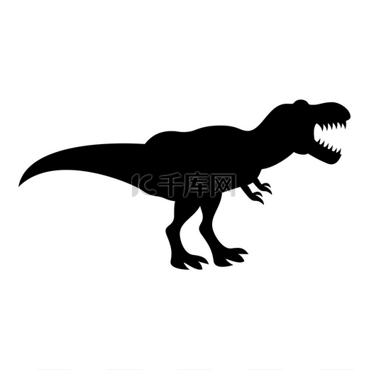 恐龙霸王龙 t 雷克斯图标黑色矢量插图平面样式简单图像图片