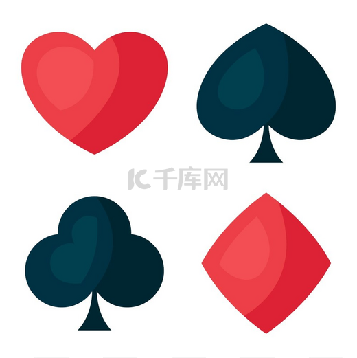 一组四个扑克牌符号。图片