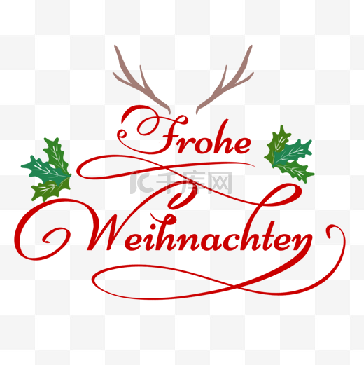 德国圣诞节快乐刻字鹿角装饰图片