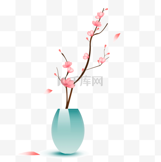 新中式春天梅花瓶插花花枝图片