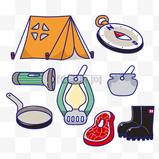 户外野营露营帐篷指南针物品贴纸图片