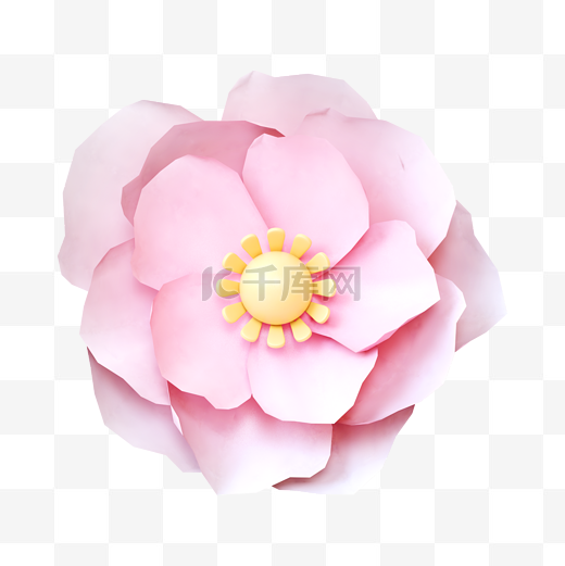 粉色C4D立体唯美植物花朵图片