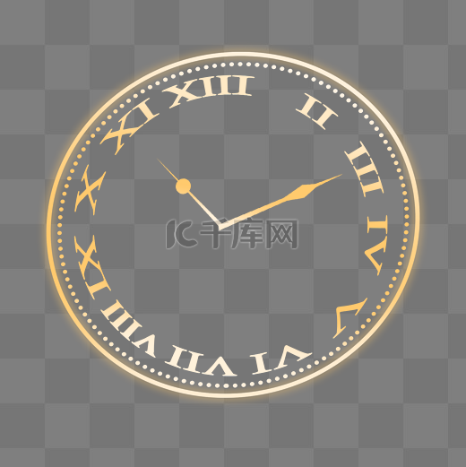简约时间时钟表盘罗马钟表金色图片