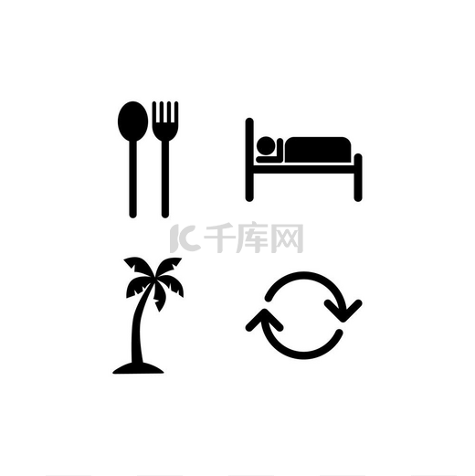 吃睡海滩重复图标标志图片
