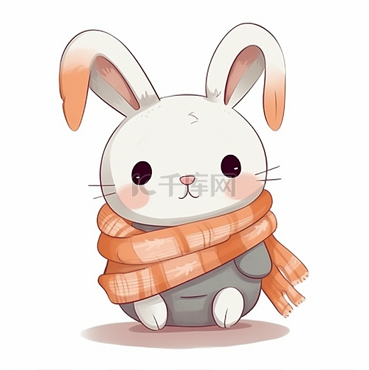 一只带着围巾的小兔子图片