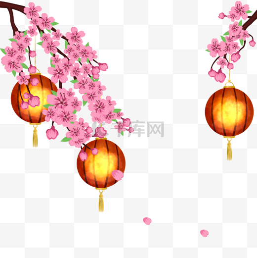 越南新年桃花灯笼边框庆祝节日图片