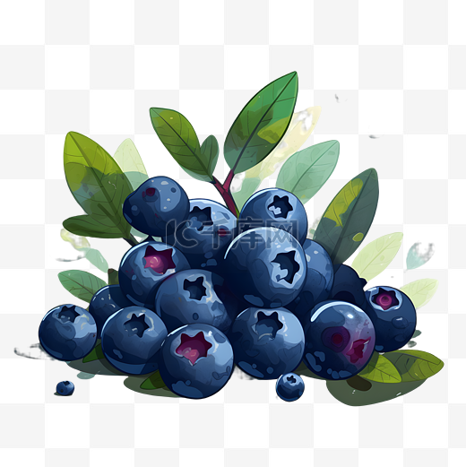 蓝莓蓝色浆果水彩风格图片