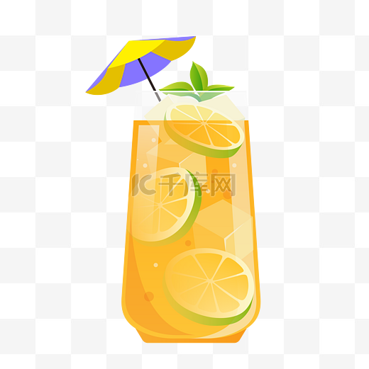橙汁扁平夏天饮品图片