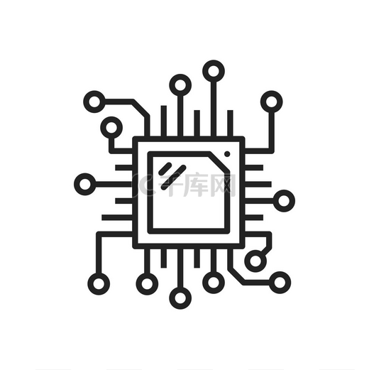卡连接移动技术通信隔离轮廓图标矢量移动通信技术微处理器线路的互联网电路计算机芯片芯片组微处理器芯片卡连接概述图片