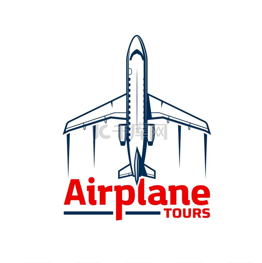 航班和航空服务的飞机旅行和空中旅行图标，矢量。图片