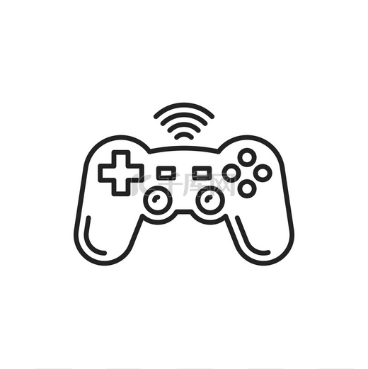 游戏手柄隔离轮廓图标矢量游戏控制器简单轮廓的无线操纵杆可在无线网络或蓝牙连接上工作线性游戏站标志虚拟现实游戏控制设备游戏控制器游戏板隔离操纵杆图标图片