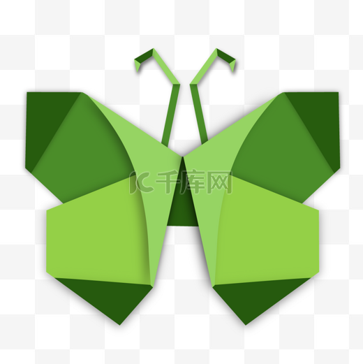 蝴蝶折纸绿色手工几何图案图片