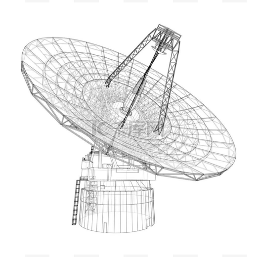 Radio Telescope concept outline. Vector图片