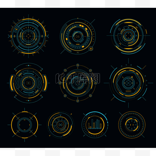 矢量科幻显示圆形元素，Hud 未来派的用户界面图片