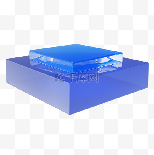 3D蓝色玻璃质感方形展台图片