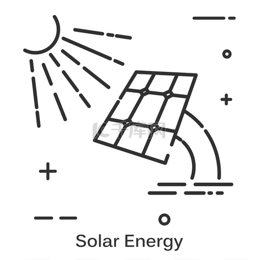 太阳能电池和太阳。图片