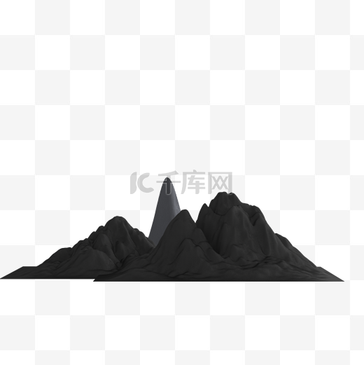 简约C4D中国风灰色山体模型图片