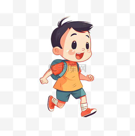 卡通可爱跑步的男孩图片