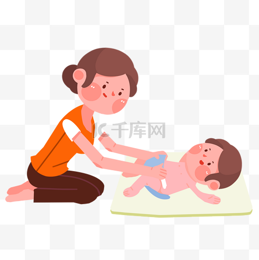 婴儿新生儿护理换尿片图片