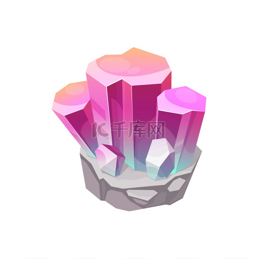 水晶宝石宝石宝石矿物石石英矢量隔离图标珍贵的红紫色钻石或红宝石紫水晶珠宝或玻璃水钻水晶宝石宝石宝石矿物石石英图片