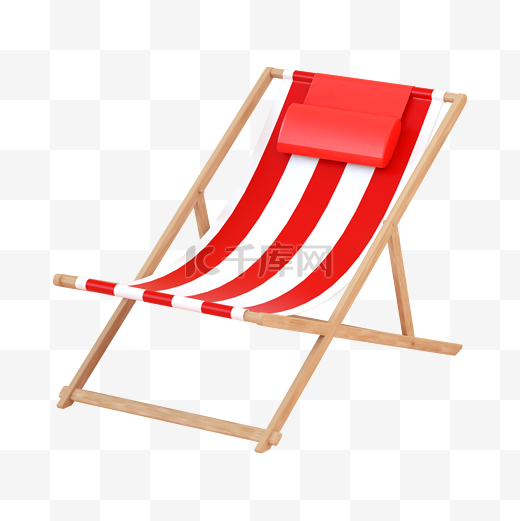 红色C4D立体夏日沙滩躺椅图片