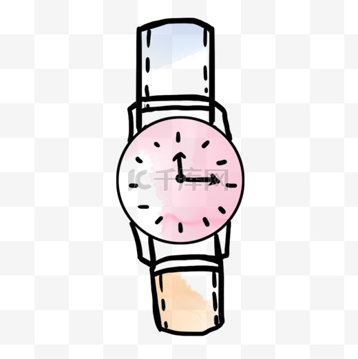 粉色简约水彩晕染手表图片