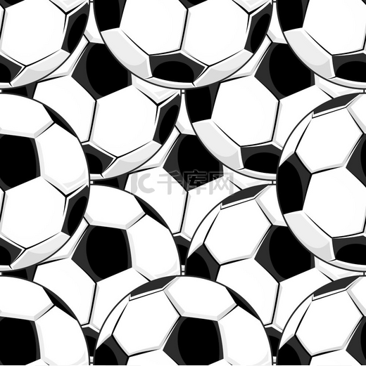 密集的黑白橄榄球或英式足球的无缝背景图案图片
