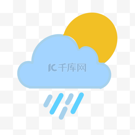 遮住太阳下雨的乌云可爱天气图标图片