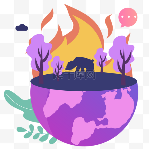 气候变化插画着火的森林图片