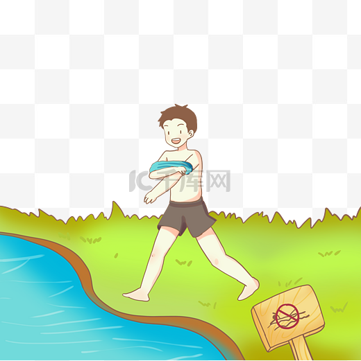 防溺水宣传脱衣服游泳男孩图片