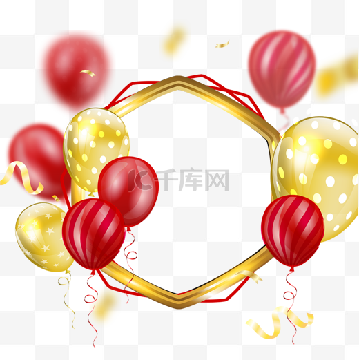 气球贺卡抽象花纹红色金色图片