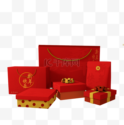 春节富贵大气的立体喜庆礼盒包装图片