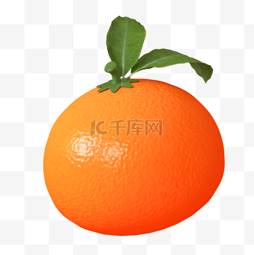 橙色C4D立体卡通仿真水果橘子图片