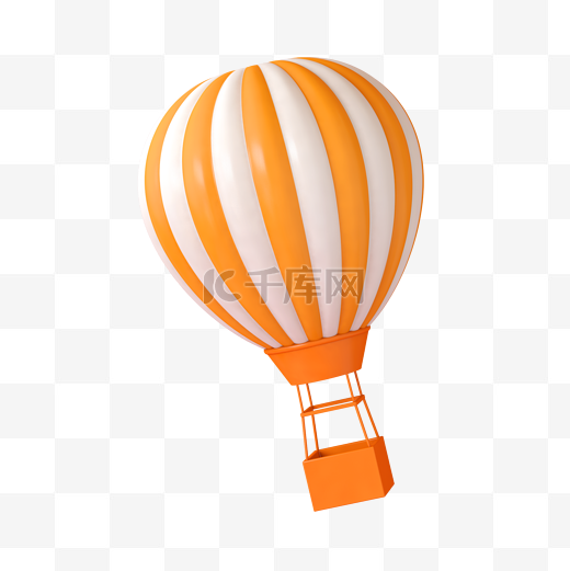 橙色卡通3D立体热气球图片