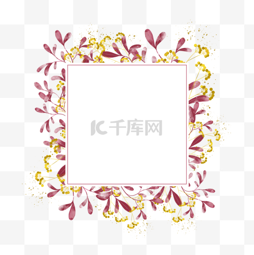 金枝树叶婚礼边框图片