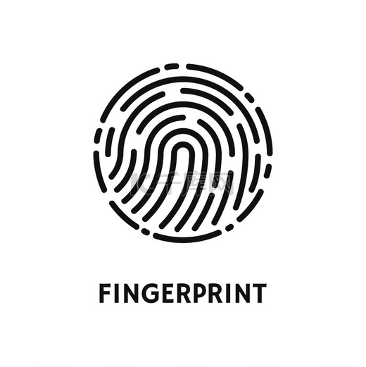 带有文本矢量的印刷海报的指纹圆形指纹和指纹识别手指上独特的人类图案的指纹图指纹圆形印刷海报矢量图片