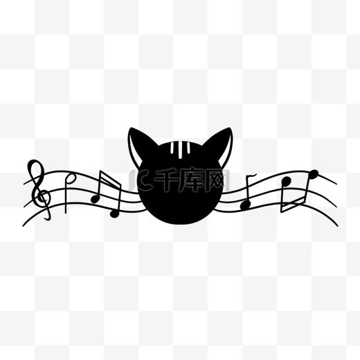黑色小猫胡须变形五线谱图片