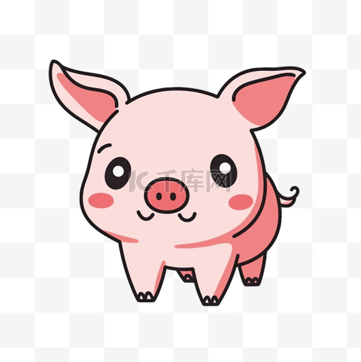 小猪扁平卡通免抠图素材图片