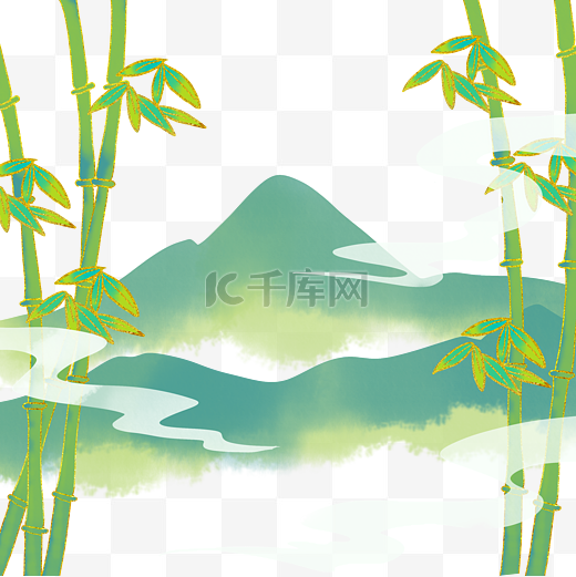 绿色山水竹林图片